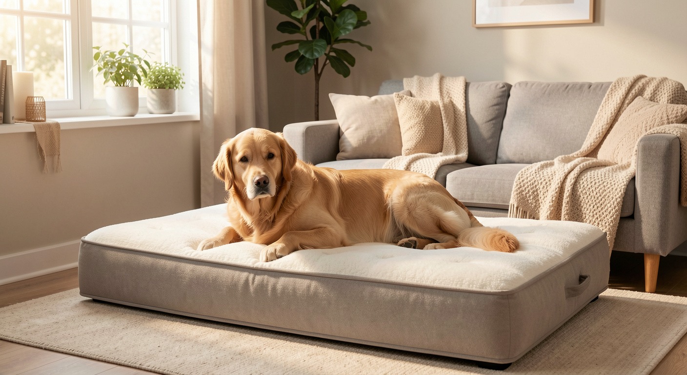 Best Dog Beds 2026: Complete Buying Guide for Every Sleep Style 2 Large dog resting on orthopedic memory foam bed