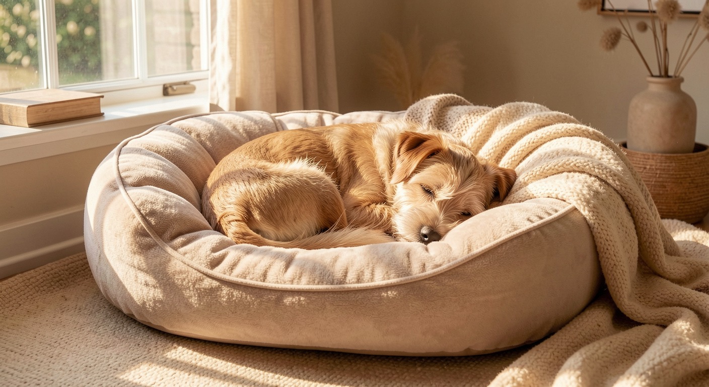 Best Dog Beds 2026: Complete Buying Guide for Every Sleep Style 4 Small dog curled up in plush bolster bed