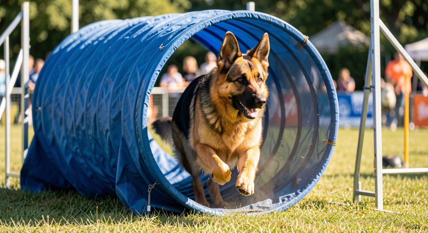 German Shepherd: Complete Breed Guide — Temperament, Health, and Care 3 German Shepherd running through an agility tunnel during training