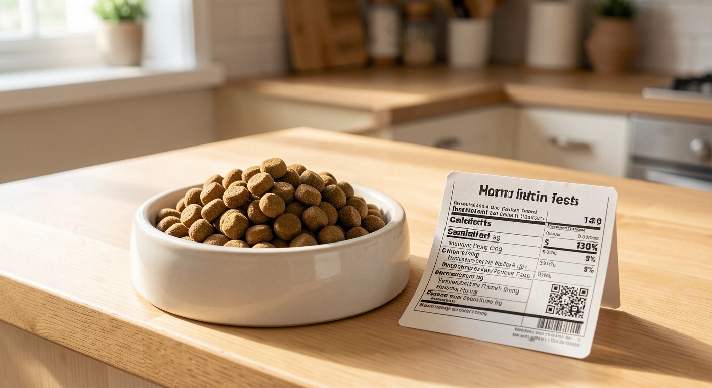 Best Dog Food for Sensitive Stomachs: Ingredients & Vet Tips 2 Dog food for sensitive stomach in ceramic bowl on kitchen counter