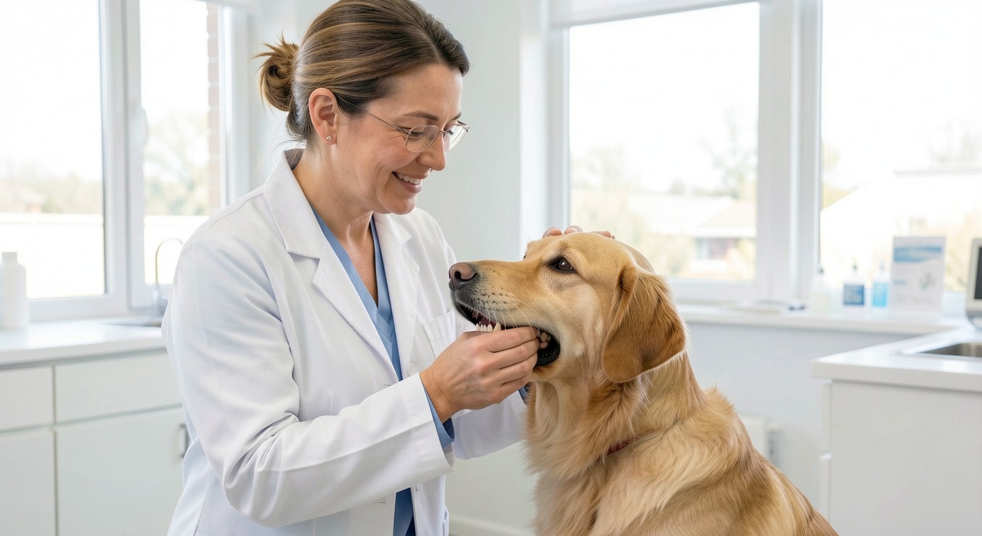 Dog Dental Care: Complete Guide to Brushing, Dental Chews, and Healthy Teeth 4 Veterinarian examining dog's teeth