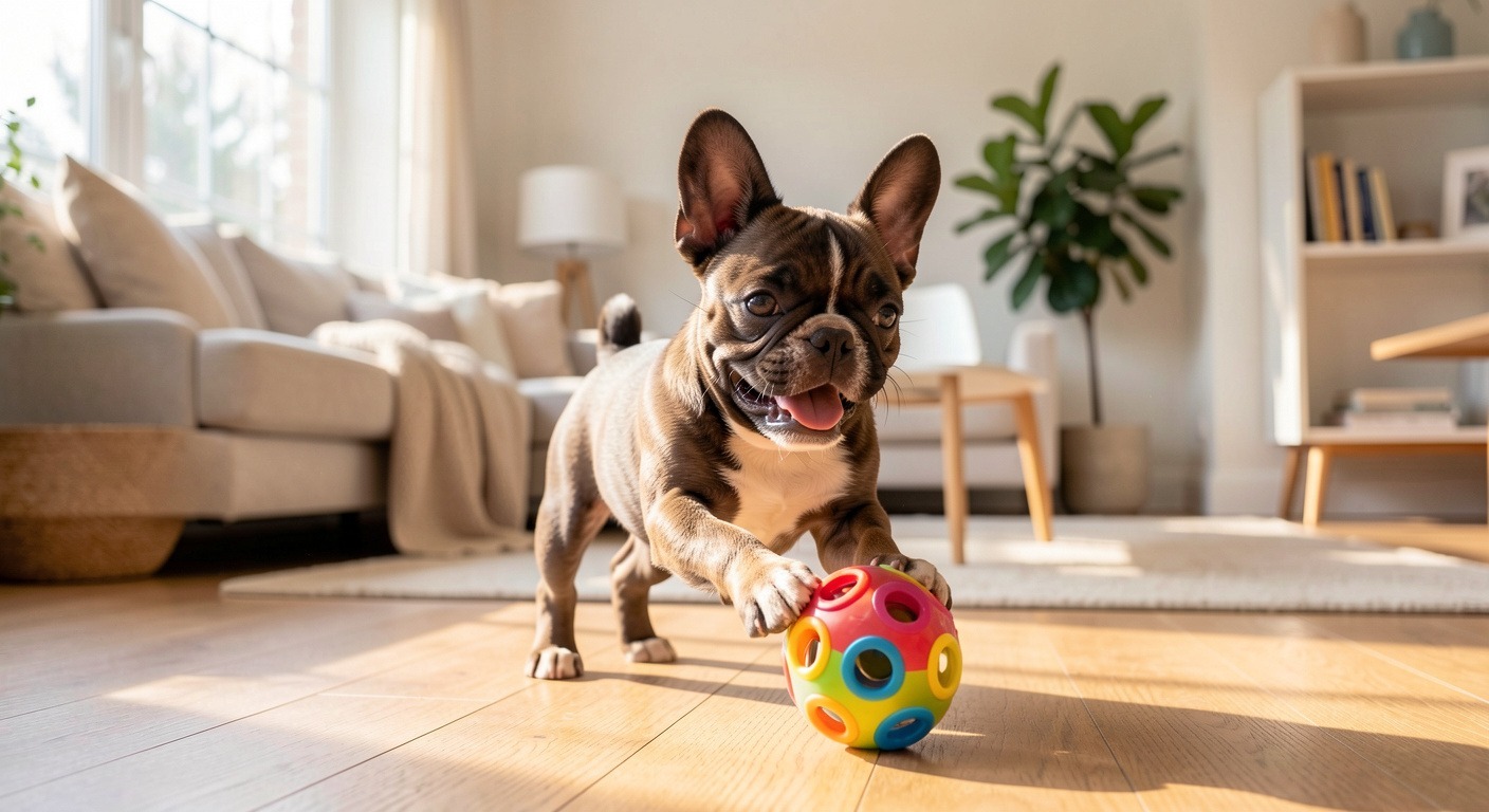 French Bulldog Guide: Temperament, Health, Care, and What to Know Before You Buy 3 French Bulldog puppy playing with a toy