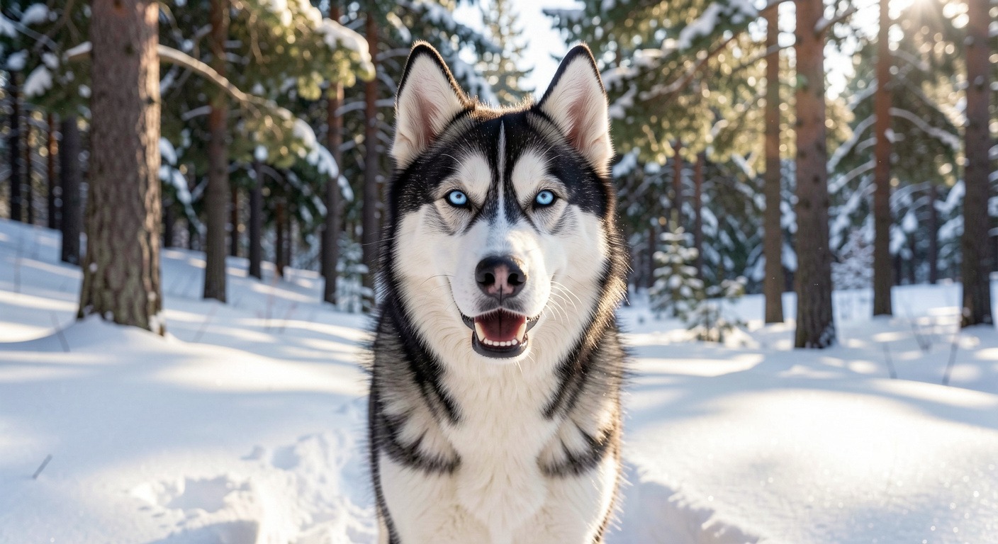 Siberian Husky in snowy forest, breed temperament and care guide
