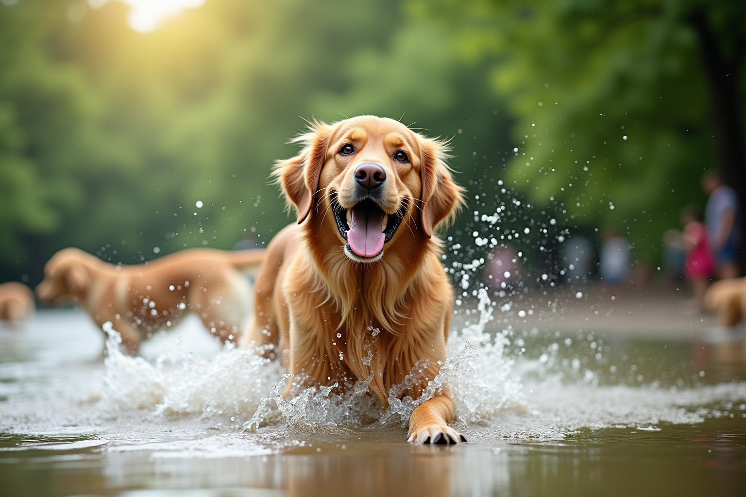 Best Dog Parks in New York City: Off-Leash Areas, Trails & Tips 2026 3 Golden Retriever splashing at Prospect Park Dog Beach Brooklyn, summer day, joyful
